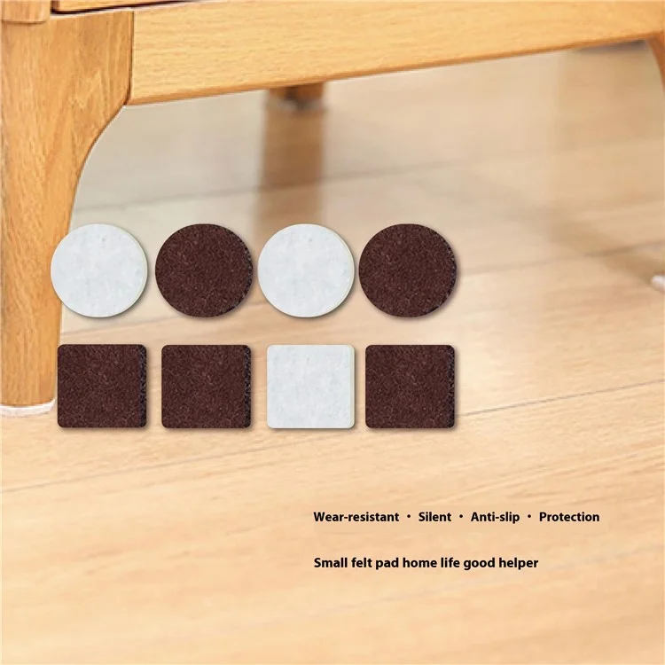 M100 100Pcs / Set Self-Adhesive Felt PVC Chair Table Foot Pad Furniture Silent Non-Slip Floor Protection Mats - Beige