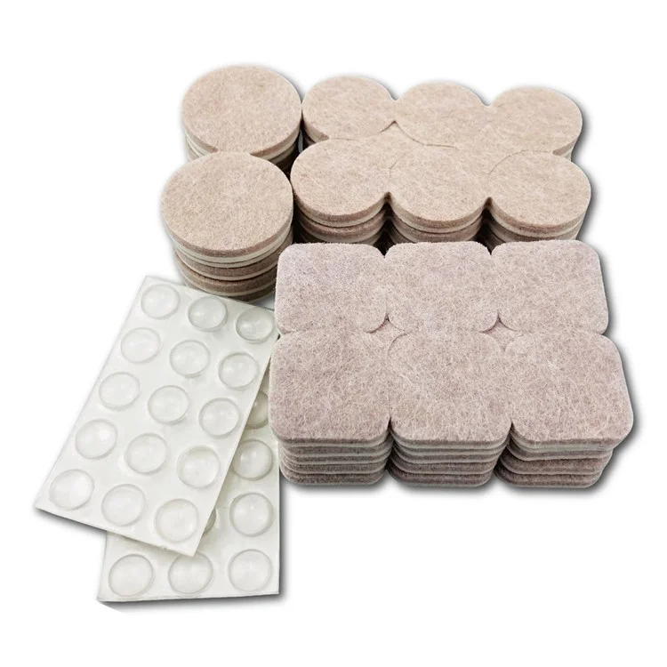 M100 100Pcs / Set Self-Adhesive Felt PVC Chair Table Foot Pad Furniture Silent Non-Slip Floor Protection Mats - Beige