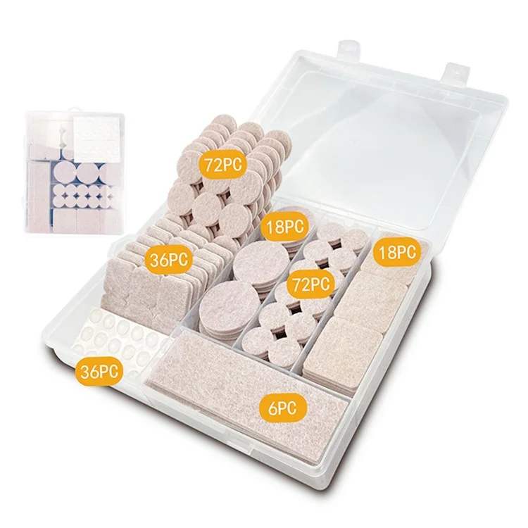 258Pcs / Set Self-Adhesive Felt PVC Chair Table Foot Pad Furniture Silent Floor Protection Mats - Apricot