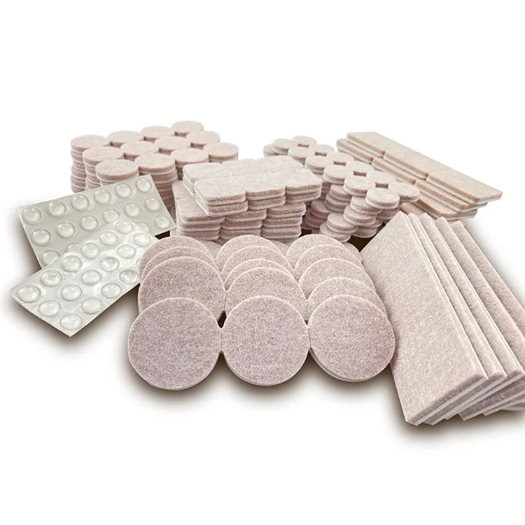 258Pcs / Set Self-Adhesive Felt PVC Chair Table Foot Pad Furniture Silent Floor Protection Mats - Apricot