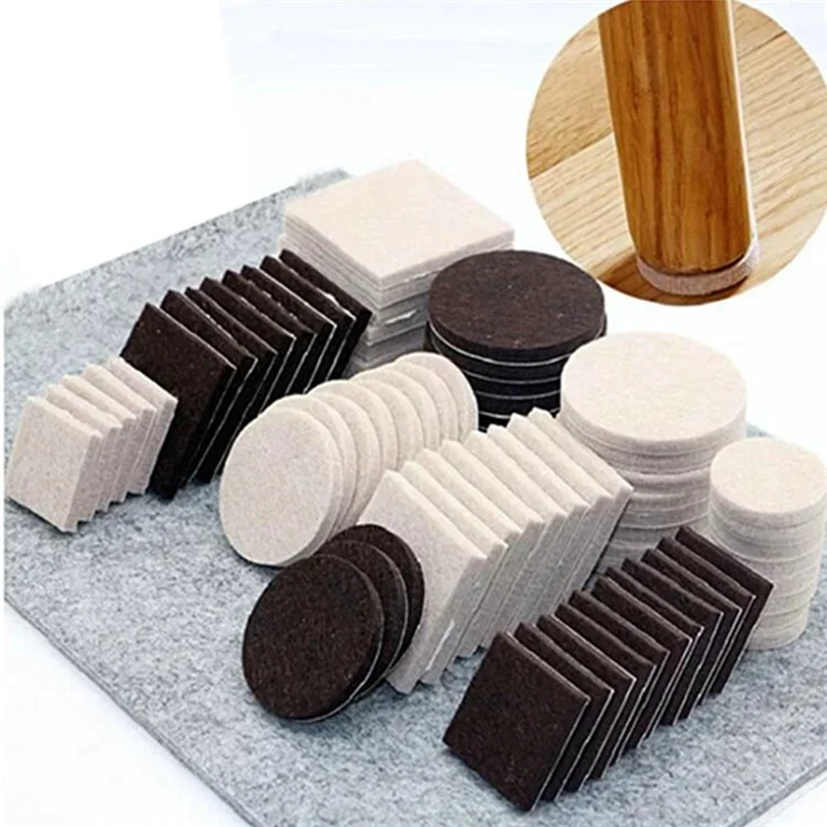 258Pcs / Set Self-Adhesive Felt PVC Chair Table Foot Pad Furniture Silent Floor Protection Mats - Apricot