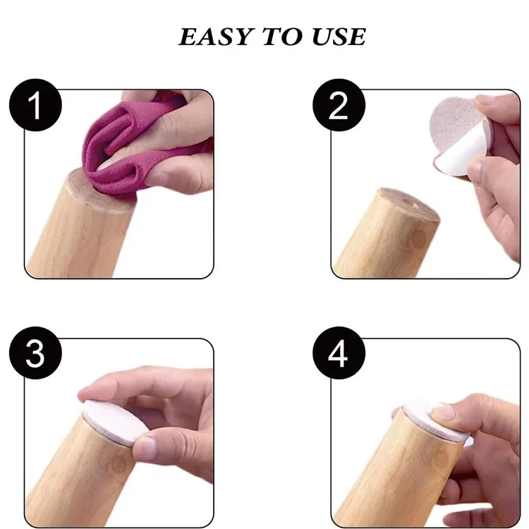 258Pcs / Set Self-Adhesive Felt PVC Chair Table Foot Pad Furniture Silent Floor Protection Mats - Apricot