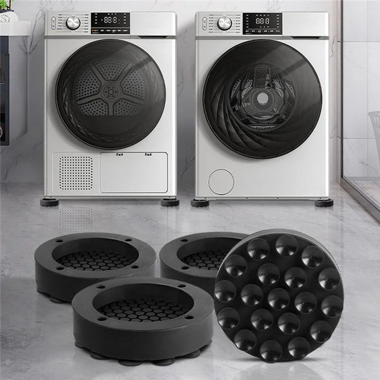 4Pcs Washing Machine Shock-absorbing Pads Silent Non-slip Round Heighten Pads - Grey