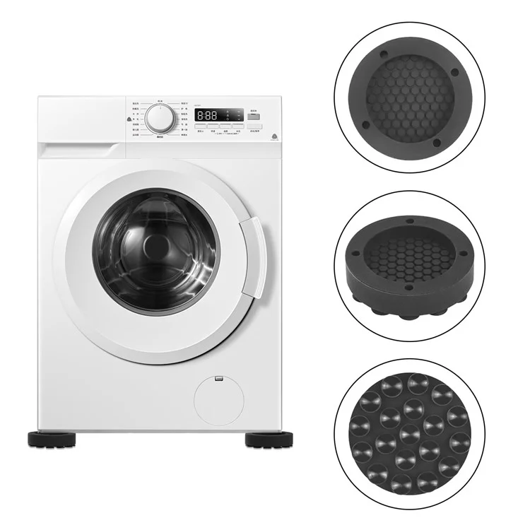 4Pcs Washing Machine Shock-absorbing Pads Silent Non-slip Round Heighten Pads - Grey
