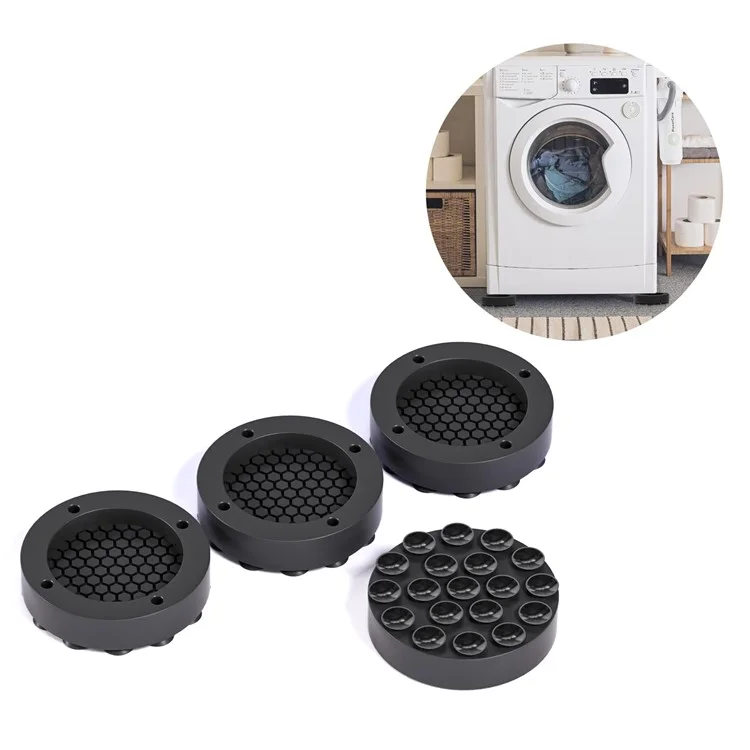 4Pcs Washing Machine Shock-absorbing Pads Silent Non-slip Round Heighten Pads - Grey