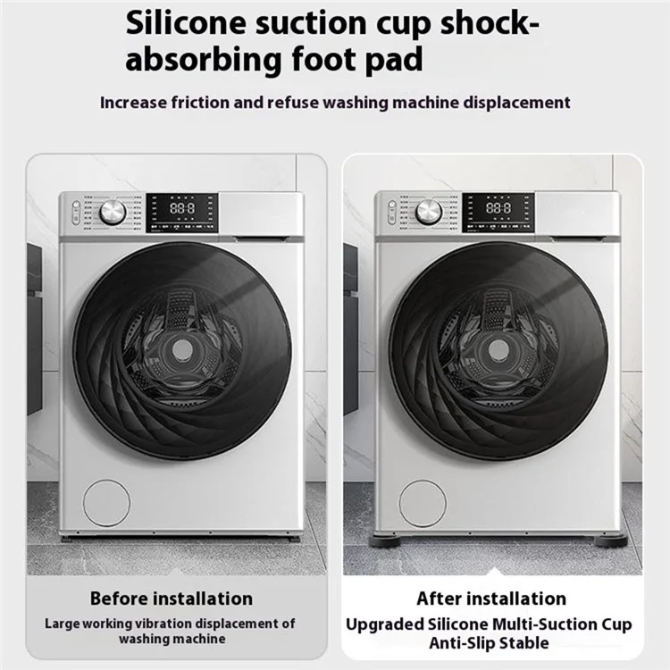 4Pcs Washing Machine Shock-absorbing Pads Silent Non-slip Round Heighten Pads - Grey