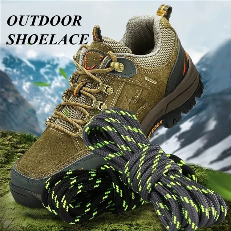1 Pair 160cm Martin Boots Hiking Shoe Laces Round Wear-Resistant Polyester Shoelace Rope - Light Brown+Rose