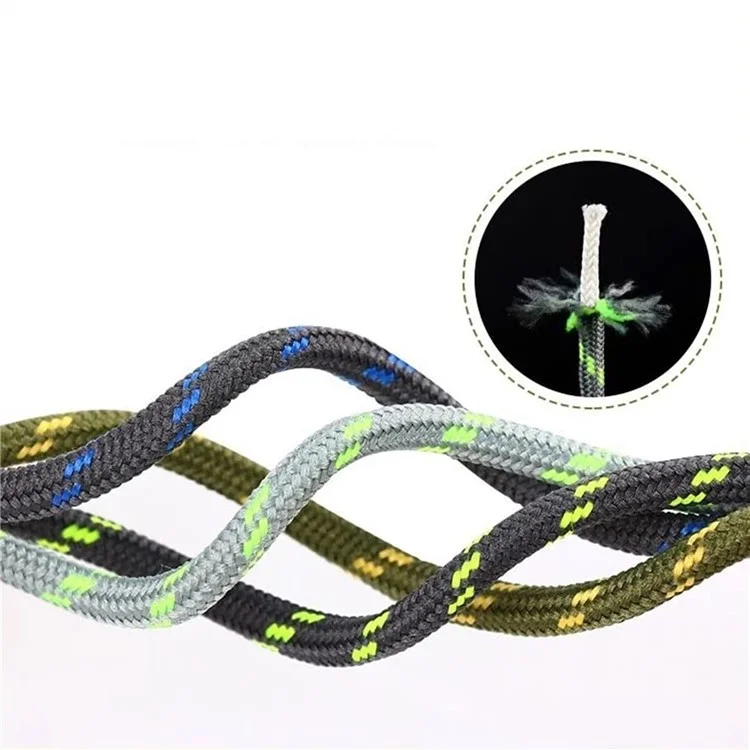 1 Pair 160cm Martin Boots Hiking Shoe Laces Round Wear-Resistant Polyester Shoelace Rope - Light Brown+Rose
