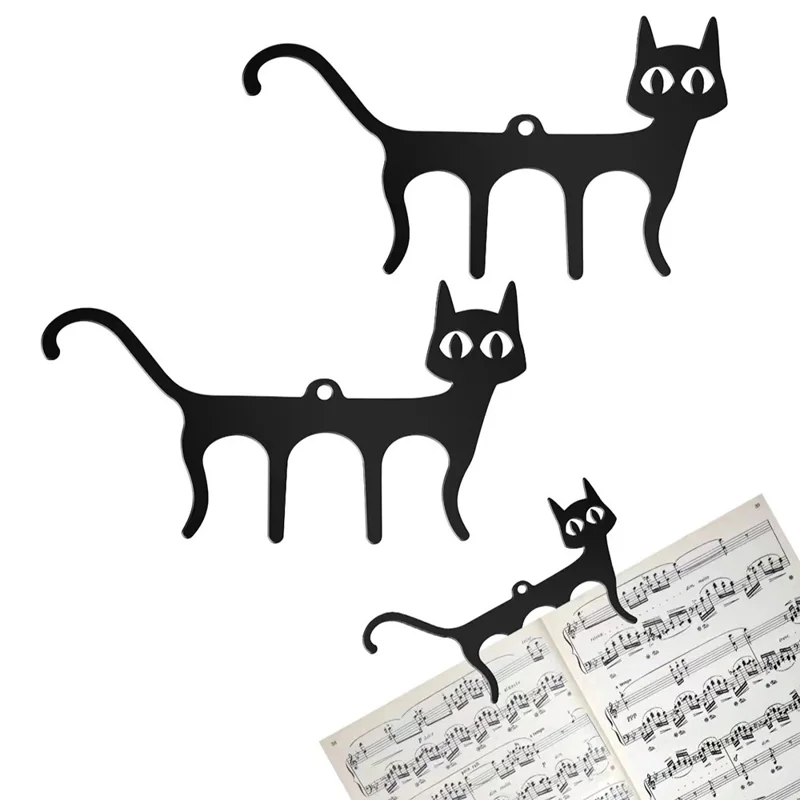 2 PCS Cat Shaped Music Book Clip Iron Piano Sheet Holder Bookmark Page Clip Foldable Stand