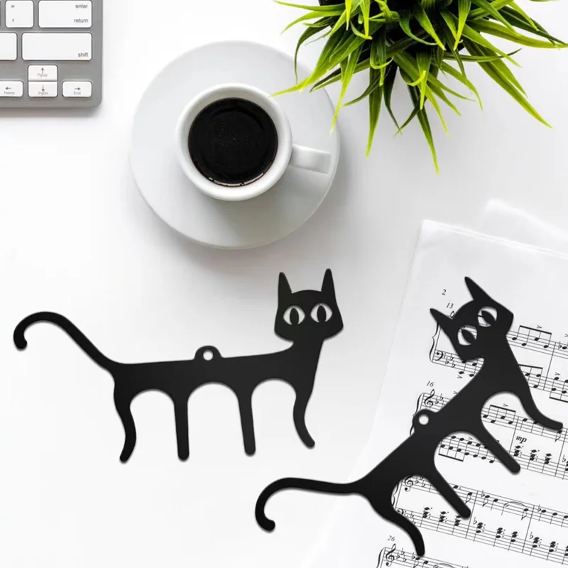 2 PCS Cat Shaped Music Book Clip Iron Piano Sheet Holder Bookmark Page Clip Foldable Stand