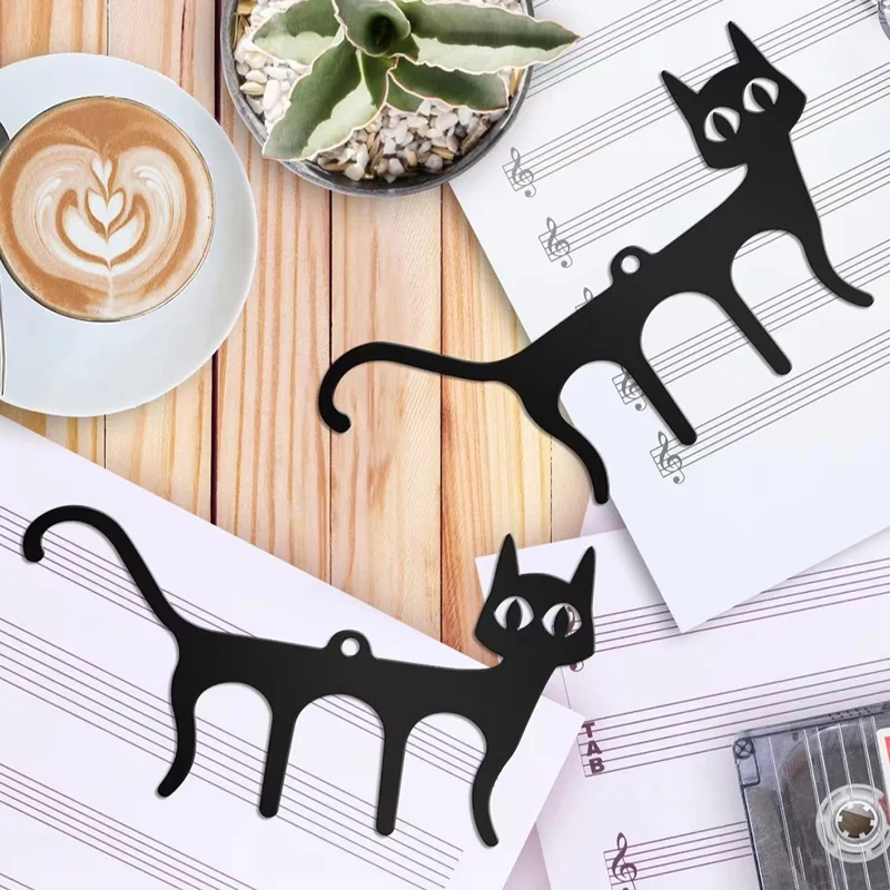 2 PCS Cat Shaped Music Book Clip Iron Piano Sheet Holder Bookmark Page Clip Foldable Stand
