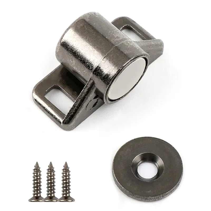 Magnetic Cabinet Latch Zinc Alloy Door Catch Furniture Door Stopper for Children Safety - Black