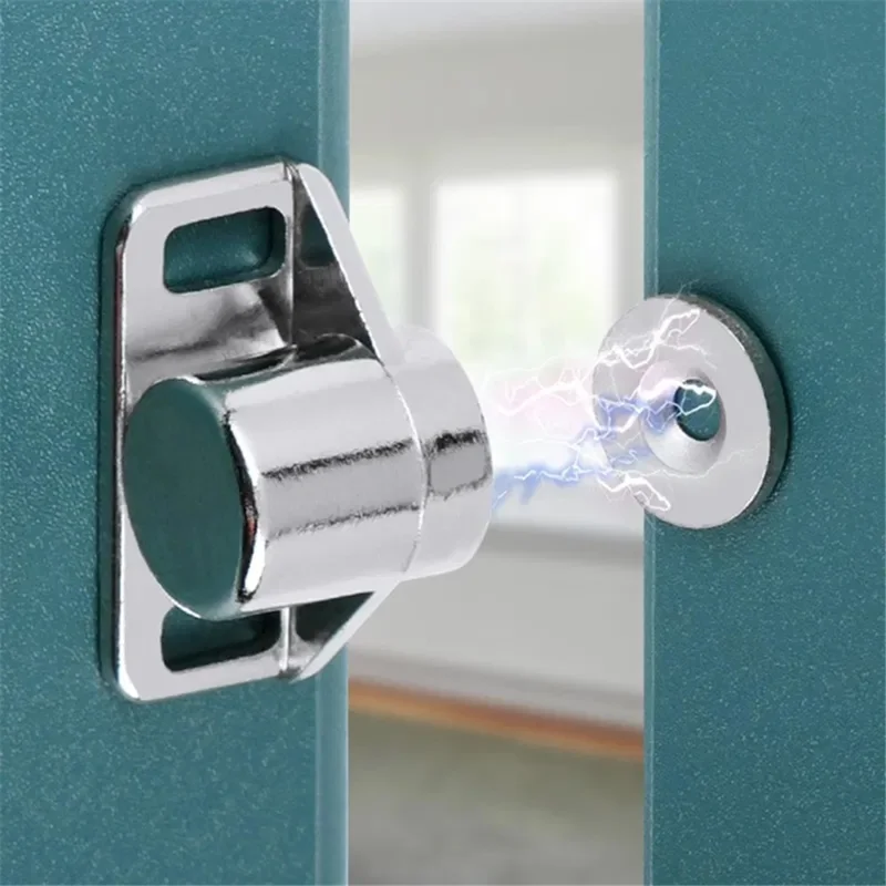 Magnetic Cabinet Latch Zinc Alloy Door Catch Furniture Door Stopper for Children Safety - Black