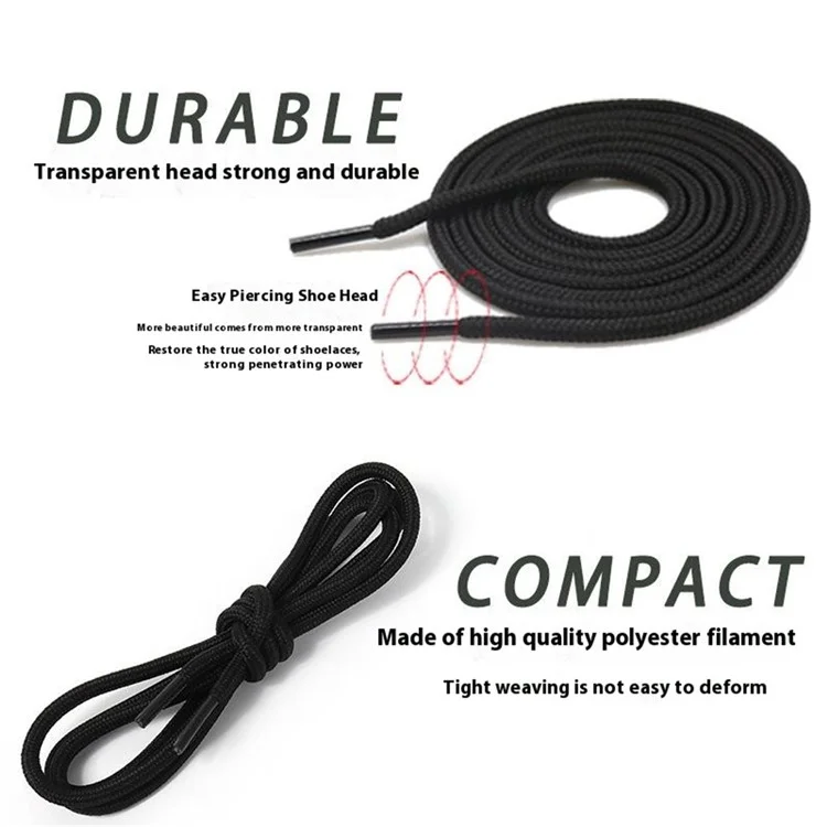 1 paio di lacci rotondi da 4 mm in poliestere per sneaker, scarponi da trekking, cappucci e cordoni dei pantaloni, 1,2 m - Bianco
