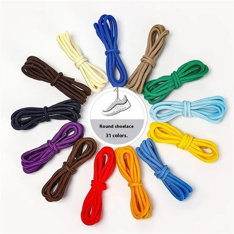 1 paio di lacci rotondi da 4 mm in poliestere per sneaker, scarponi da trekking, cappucci e cordoni dei pantaloni, 1,2 m - Bianco