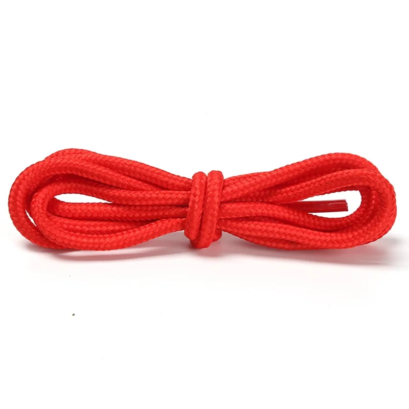 1 Pair Round 4mm Polyester Shoelaces Sneakers Hiking Shoes Hoods Trouser Ropes, 1.2m - Red