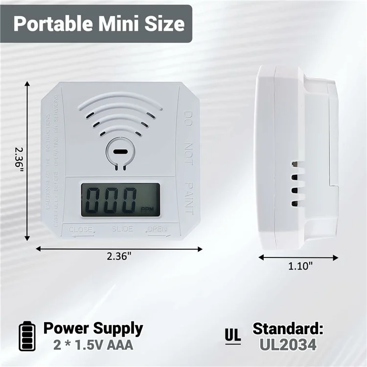 Mini Carbon Monoxide Detector with LCD Display Home Safety CO Alarm Sensor - Style A