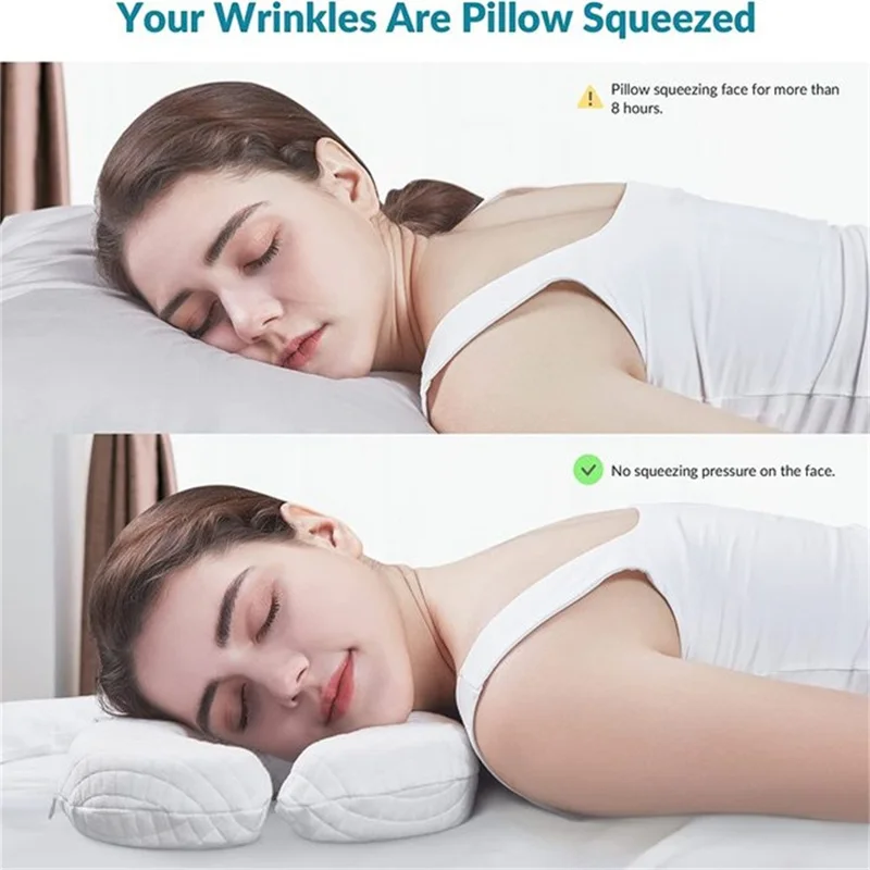 Low Style Soft Memory Foam Anti-aging Beauty Pillow Side Sleeping Face Anti-wrinkle Pillow - Blue