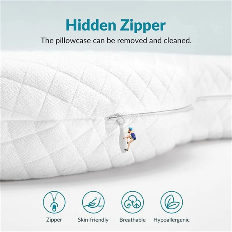 Low Style Soft Memory Foam Anti-aging Beauty Pillow Side Sleeping Face Anti-wrinkle Pillow - Blue