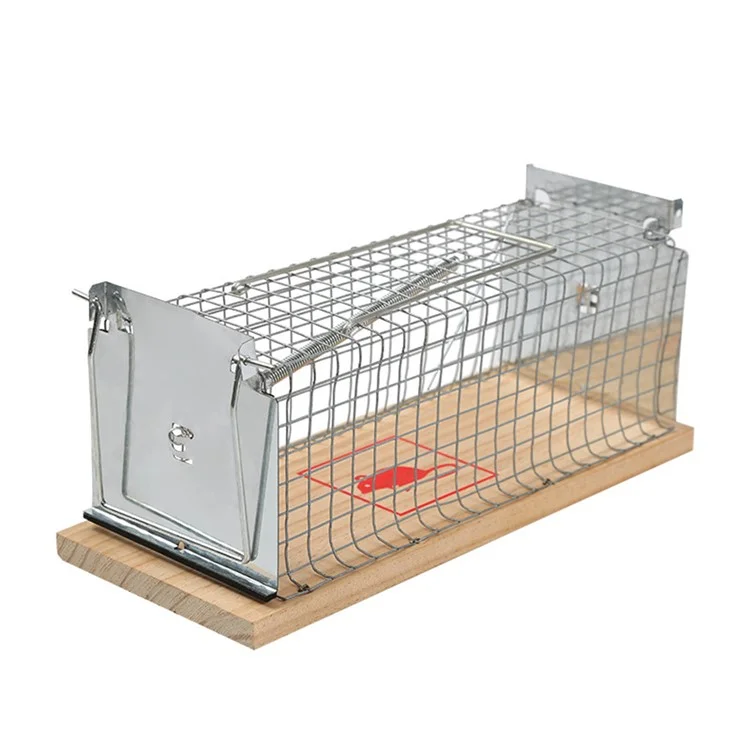 R501 Iron Wire+Wood Mouse Trap Box Home Mouse Catching Cage, Large Size