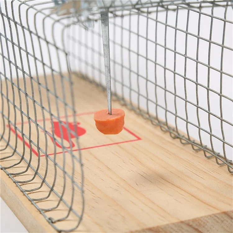 R501 Iron Wire+Wood Mouse Trap Box Home Mouse Catching Cage, Large Size