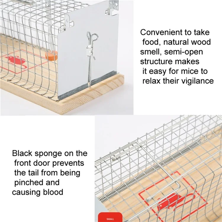R501 Iron Wire+Wood Mouse Trap Box Home Mouse Catching Cage, Large Size