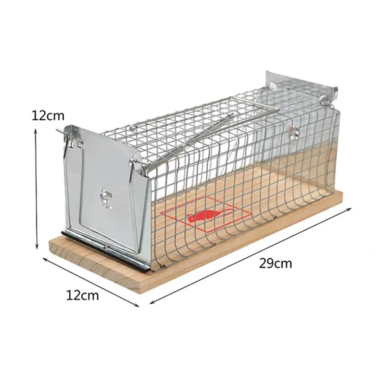 R501 Iron Wire+Wood Mouse Trap Box Home Mouse Catching Cage, Large Size