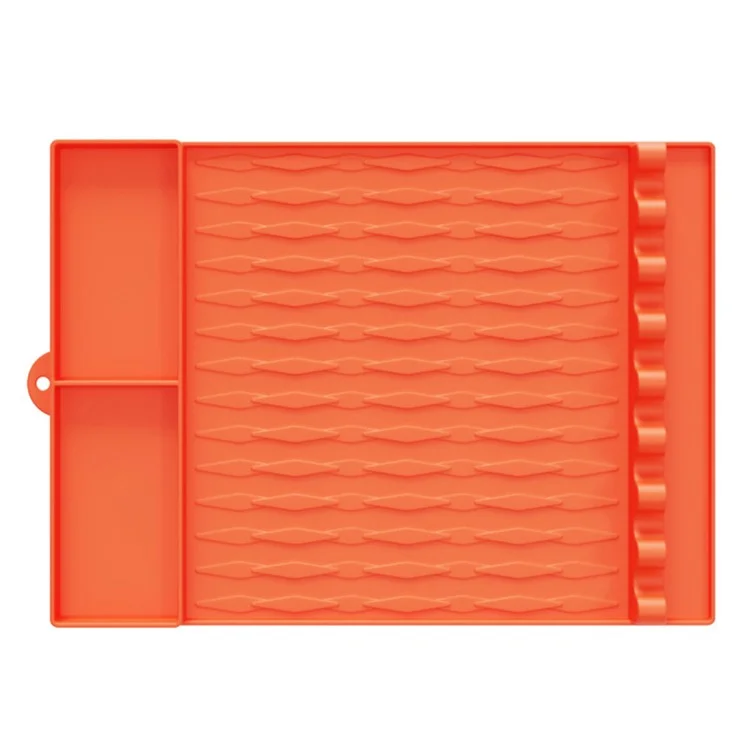 Para Blackstone Silicone Griddle BBQ Utensils Mat Seasoning Bottle Spatula Holder Mat - 2 Grids / Laranja
