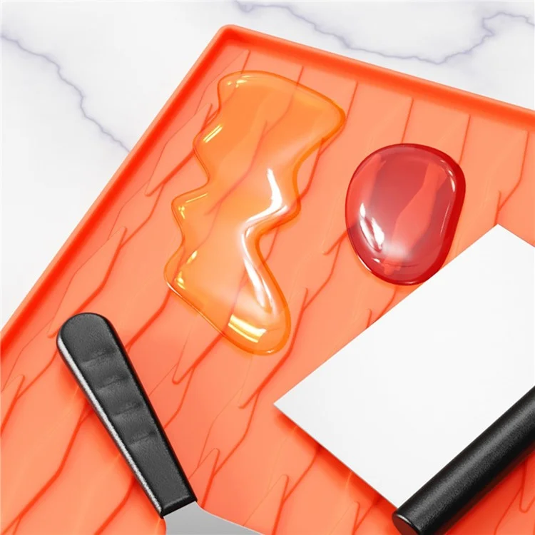 Para Blackstone Silicone Griddle BBQ Utensils Mat Seasoning Bottle Spatula Holder Mat - 2 Grids / Laranja