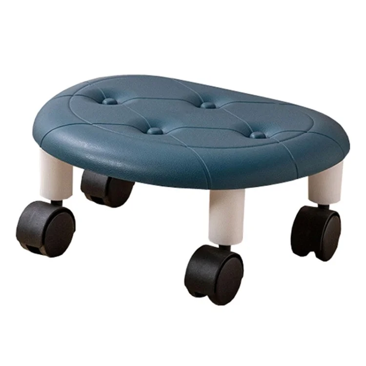 Plastic Low Stool Simple Home Bedroom Universal Wheels Small Stool - Blue