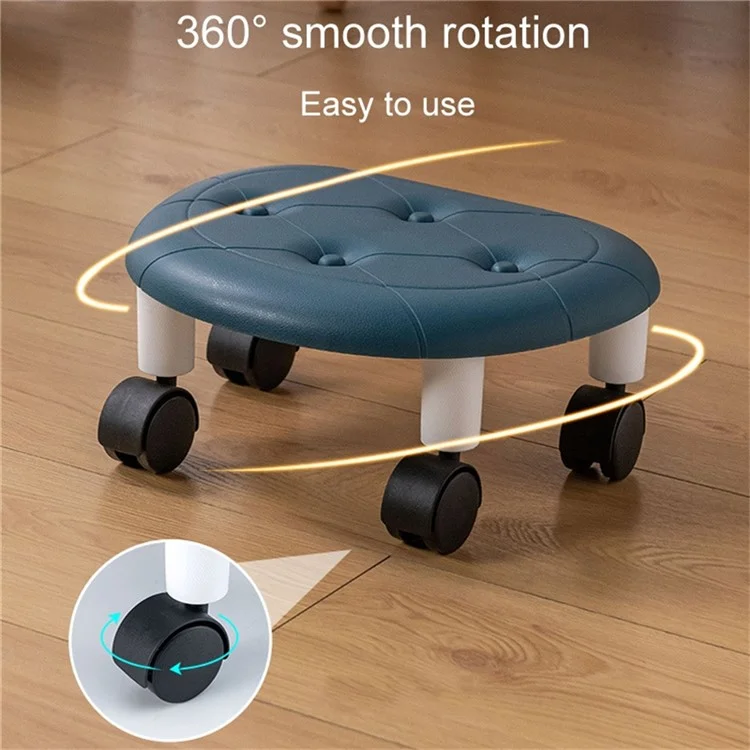 Plastic Low Stool Simple Home Bedroom Universal Wheels Small Stool - Blue