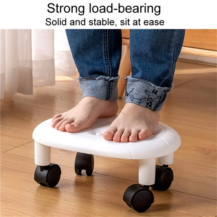 Plastic Low Stool Simple Home Bedroom Universal Wheels Small Stool - Blue