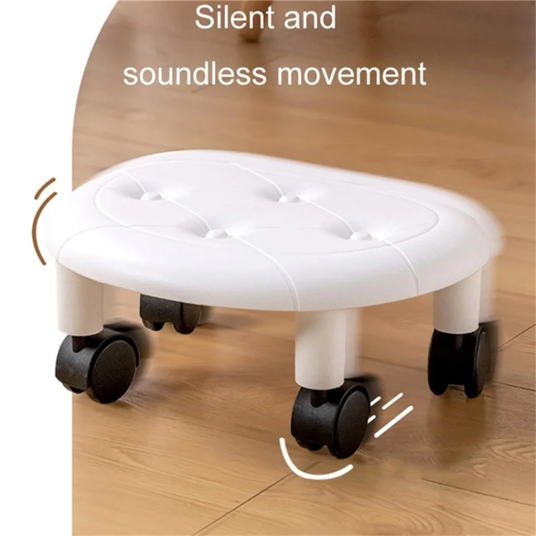 Plastic Low Stool Simple Home Bedroom Universal Wheels Small Stool - Blue