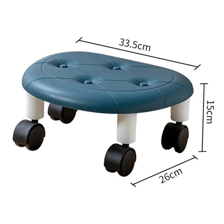 Plastic Low Stool Simple Home Bedroom Universal Wheels Small Stool - Blue