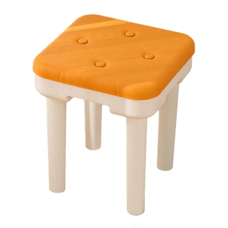Tabouret petit enfant simple et créatif en PP épais, portable et détachable - Texture imitation cuir / Jaune