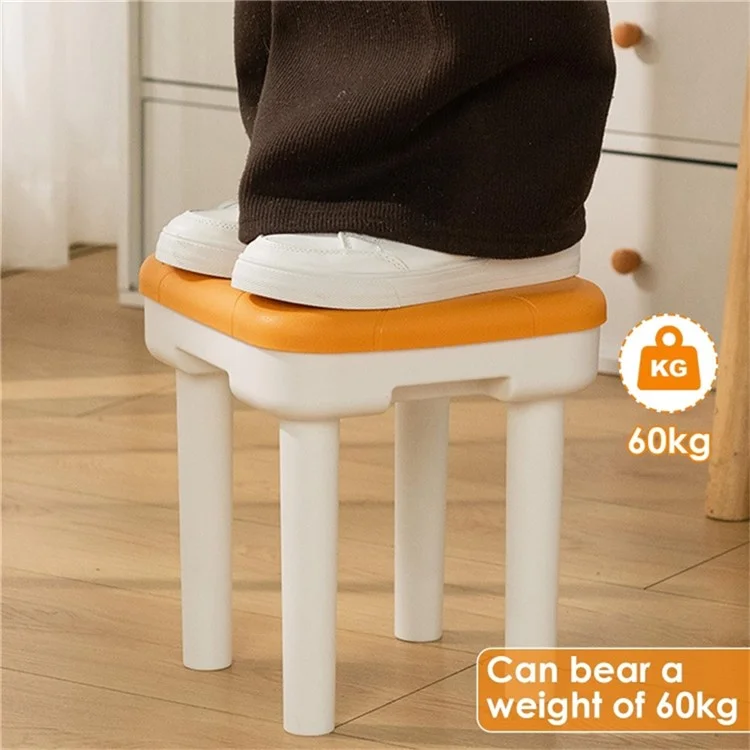 Tabouret petit enfant simple et créatif en PP épais, portable et détachable - Texture imitation cuir / Jaune