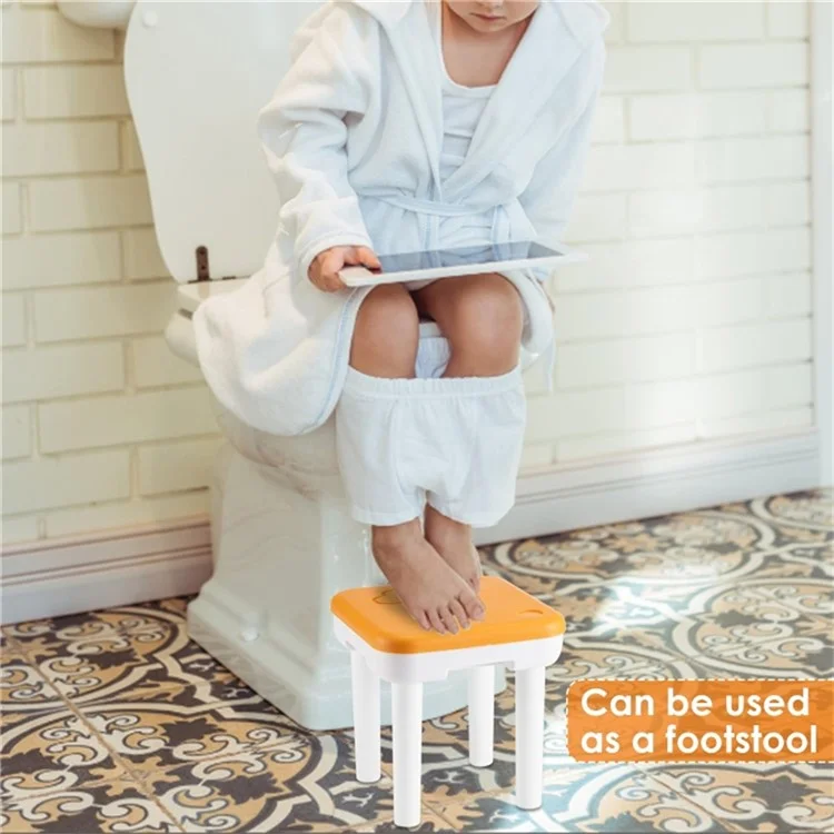 Tabouret petit enfant simple et créatif en PP épais, portable et détachable - Texture imitation cuir / Jaune