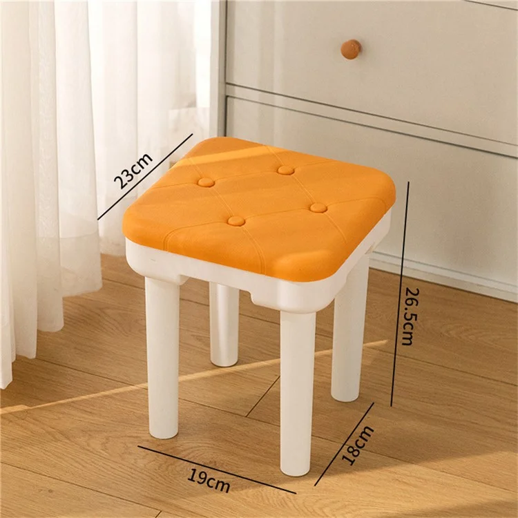 Tabouret petit enfant simple et créatif en PP épais, portable et détachable - Texture imitation cuir / Jaune