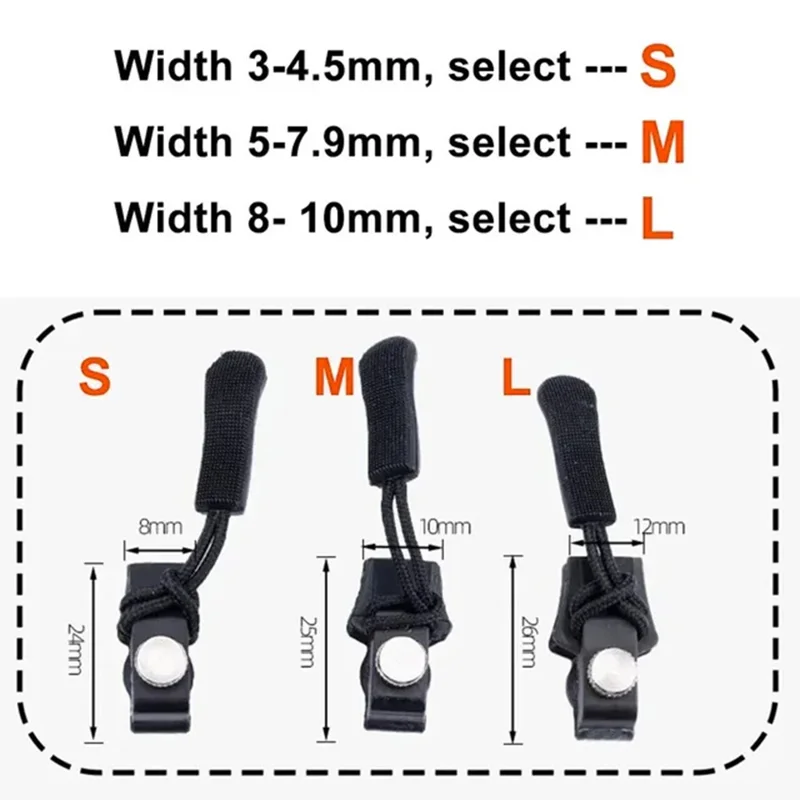 2Pcs Universal Zipper Repair Kit Instant Detachable Zipper Head for Jacket Bag Zipper Slider - M