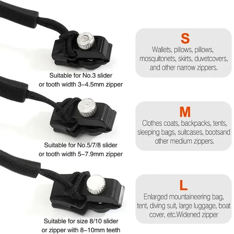 2Pcs Universal Zipper Repair Kit Instant Detachable Zipper Head for Jacket Bag Zipper Slider - M