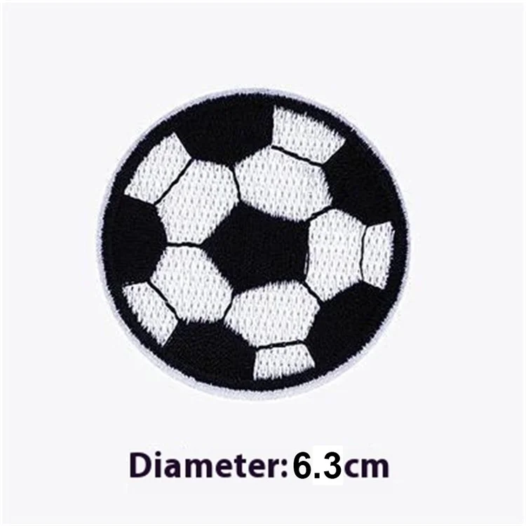 Remendo bordado de futebol de desenho animado de 6,3 cm para aplicação em roupas, bolsas, apliques DIY, adesivo de emblema