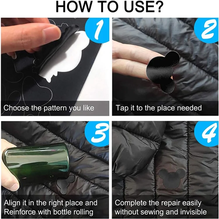 DIY Self-Adhesive Patch for Down Jackets Pants Clothing Repair Raincoat Umbrella Washable Patch - White