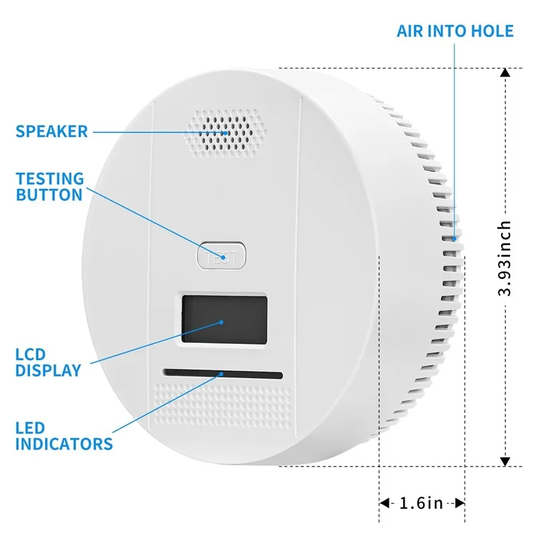 LCD Display Carbon Monoxide Alarm Detector Home Security Portable CO Sensor