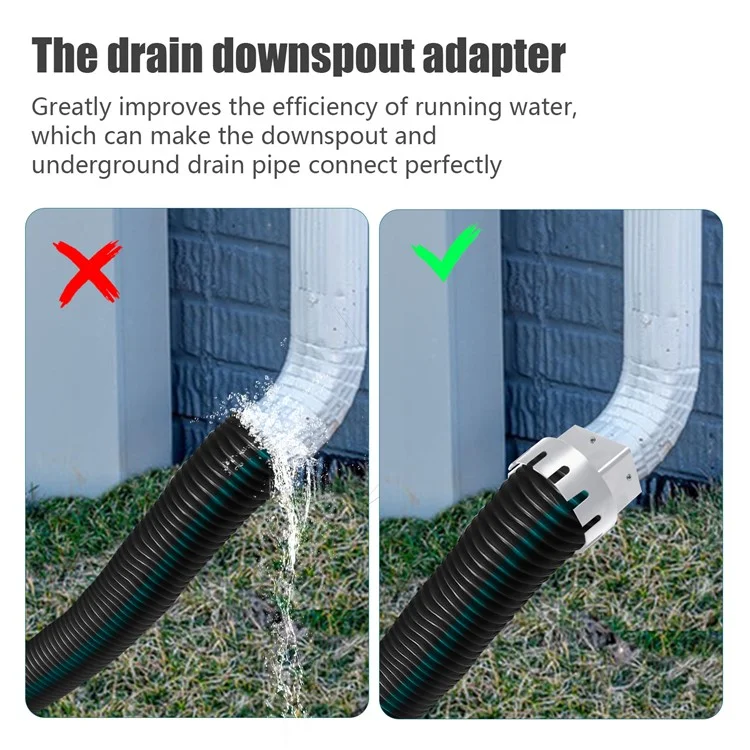 2x3 pollici tubo di drenaggio Tubo di scarico per grondaia in PVC Adattatore per pluviale - Bianco