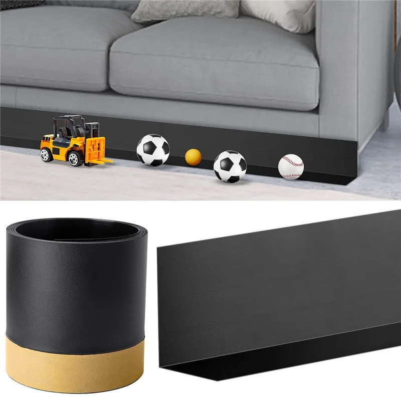 Under Couch Guards Blocker 3m PVC Strap Baffle Bottom Gap Bumper Barrier for Under Sofa Bed - Black
