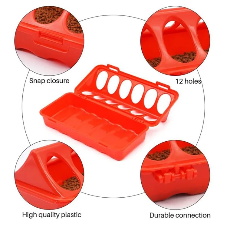 Flip Top Poultry Feeder 12 Holes Plastic Feeding Tray for Chicken Duckling Bird