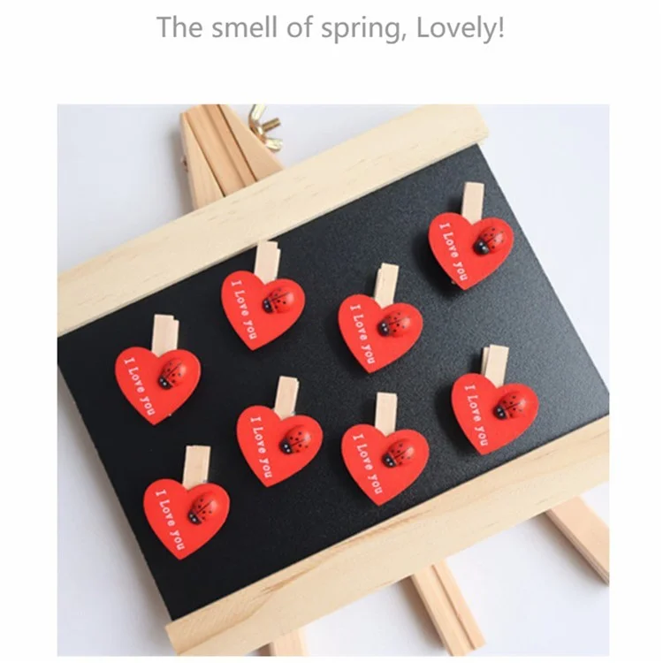 20 piezas de clips de corazón rojo de madera para amantes, regalo creativo para boda, fiesta, tarjeta, fotos