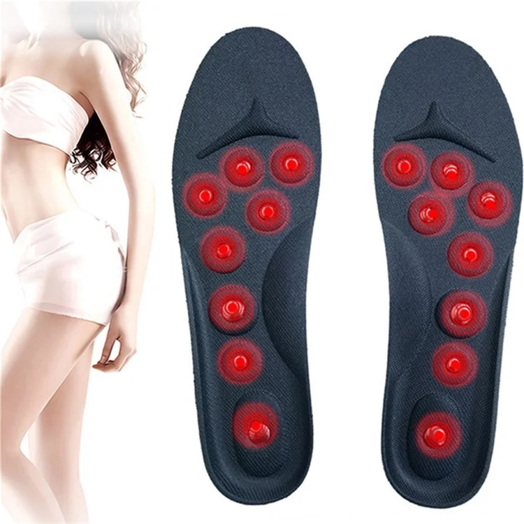 1 Par de Palmilhas Magnéticas de Massagem Respiráveis e Absorventes de Suor com Apoio de Arco - 25,5 cm / 35-41