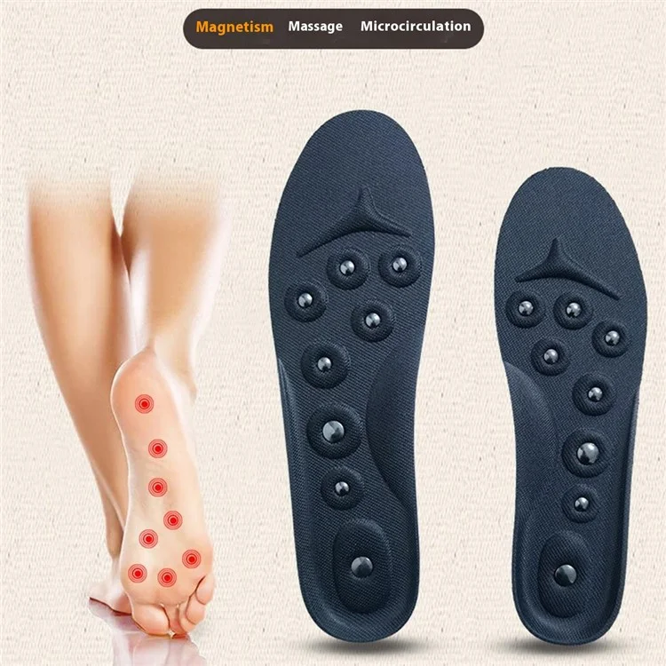 1 Par de Palmilhas Magnéticas de Massagem Respiráveis e Absorventes de Suor com Apoio de Arco - 25,5 cm / 35-41