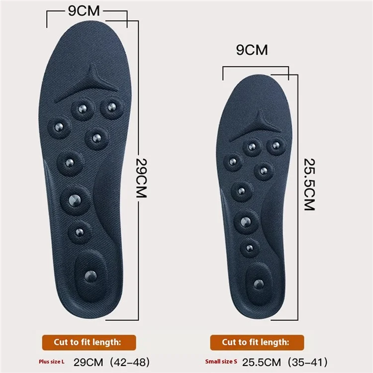 1 Par de Palmilhas Magnéticas de Massagem Respiráveis e Absorventes de Suor com Apoio de Arco - 25,5 cm / 35-41